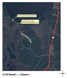 Map of Burnt Island Road closures