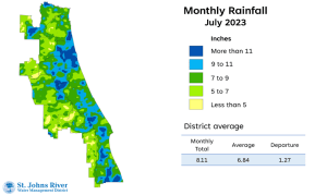 Map and table showing rainfall in April 2023